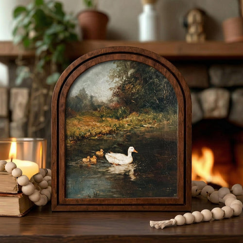 Vintage Duck Pond Oil Painting